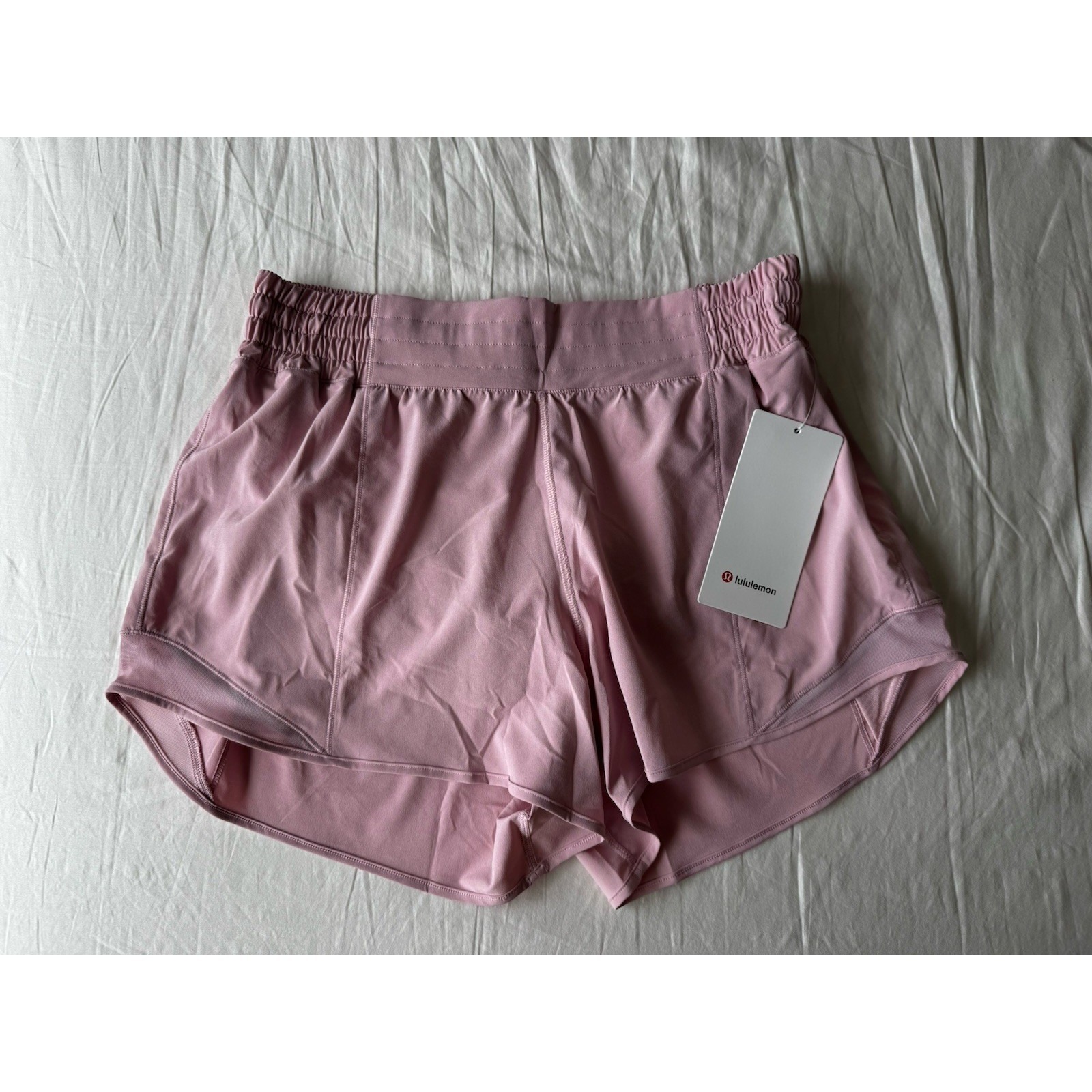 New Lululemon Hotty Hot Shorts Size 10 Hr High Rise 4" Pink Haze Pockets Workout